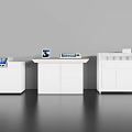 Modern White Functional Desks with Workstation Display Storage Cabinets and Drawers 3d model