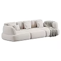 Plush Modern Sofas In Various Colors Featuring Cushions And Blanket For Interior Design 3d model