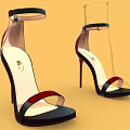 Women's Fashion High Heel Sandals With Transparent Strap Black Red Accents And Stiletto Heel