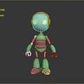 3D Robot Model With White Gray Body Large Eyes And Standing Pose