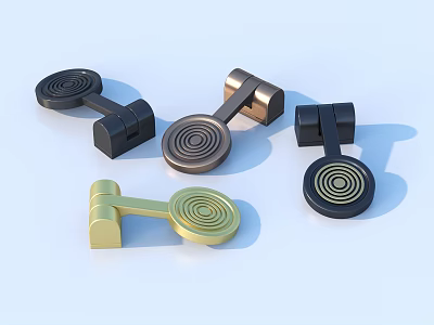 Dumbbell Shaped Metallic Household Supplies Set With Spiral Design And Various Colors 3d model