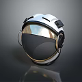 Modern Astronaut Helmet Design With Reflective Surface Visor And Straps In Studio Lighting 3d model