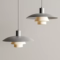 Modern Minimalist Gray And White Pendant Lights Hanging In Double Design