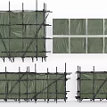 Green Fencing Panels With Metal Frame Structures And Assembled Design 3d model