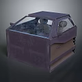 Purple Car Interior Structure With Glass Window And Seats Design