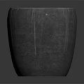 Hand Carved Dark Gray Ceramic Pot With Soil And Small Plants Design