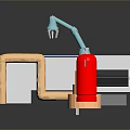 Industrial Robotic Arm System With Conveyor Belt And Red Container Components 3d model