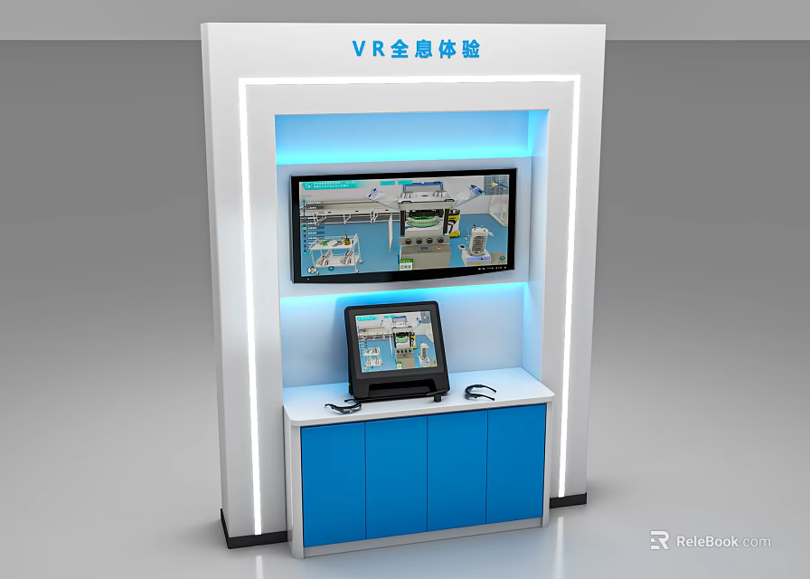 VR Holographic Experience Capsule Entertainment Electronics with Display and Control Panel 3d model 