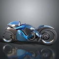 Futuristic Metallic Motorcycle With Sleek Design Blue Accents And Reflective Surface