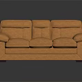 Orange Three Seater Sofa With Modern Upholstered Design And Comfortable Backrest Armrests 3d model