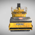 Yellow Road Roller With Double Drums And Metal Driver Seat Frame 3d model