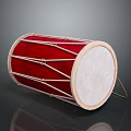 Red Household Decorative Drum With White Surface Wooden Frame And White Binding Ropes