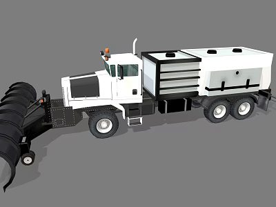 White Heavy Duty Engineering Vehicle Featuring Spiral Front Attachment And Rear Storage Unit 3d model