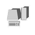 Simple Vintage Desktop Computer Setup With Monitor Tower And Keyboard