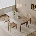 Natural Extendable Solid Wood Dining Table And Chairs Set For Cozy Modern Home Dining Area