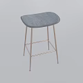Modern Upholstered Bar Stool With Gray Fabric Seat And Metal Frame Legs