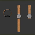 Stylish Everyday Watches Featuring Orange Leather Straps White Dials And Black Cases