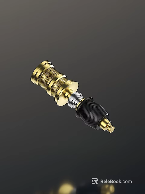 Golden And Black Shower Head With Metal Components For Modern Bathroom 3d model 