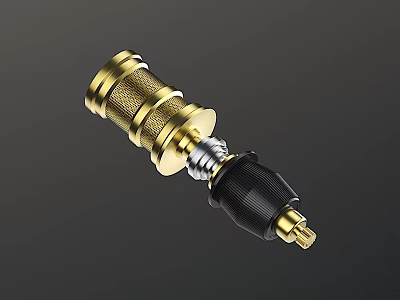 Golden And Black Shower Head With Metal Components For Modern Bathroom 3d model