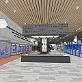 Museum Exhibition Hall With Display Cabinets Exhibits And Wooden Ceiling Design