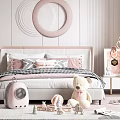 Cozy Pastel Pink Kids Bedroom With Bed Toys And Decorations
