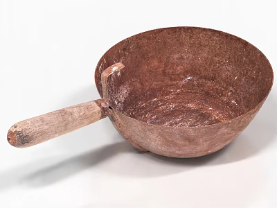 Rusty Iron Pot Soup Pot Old Iron Wok 3d model