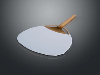 White Flat Pizza Peel Tool with Wooden Handle for Baking and Cooking 3d model