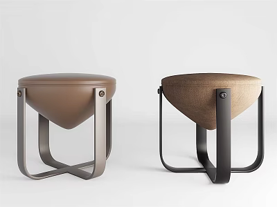 Modern Sofa Stools With Leather And Fabric Seats And Metal Frame Design 3d model