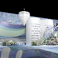 Elegant Wedding Stage Decorated With Table Settings Floral Arrangements And Lighting