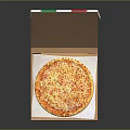 Freshly Baked Cheese Pizza Inside Open Cardboard Box With Red Pattern Liner 3d model