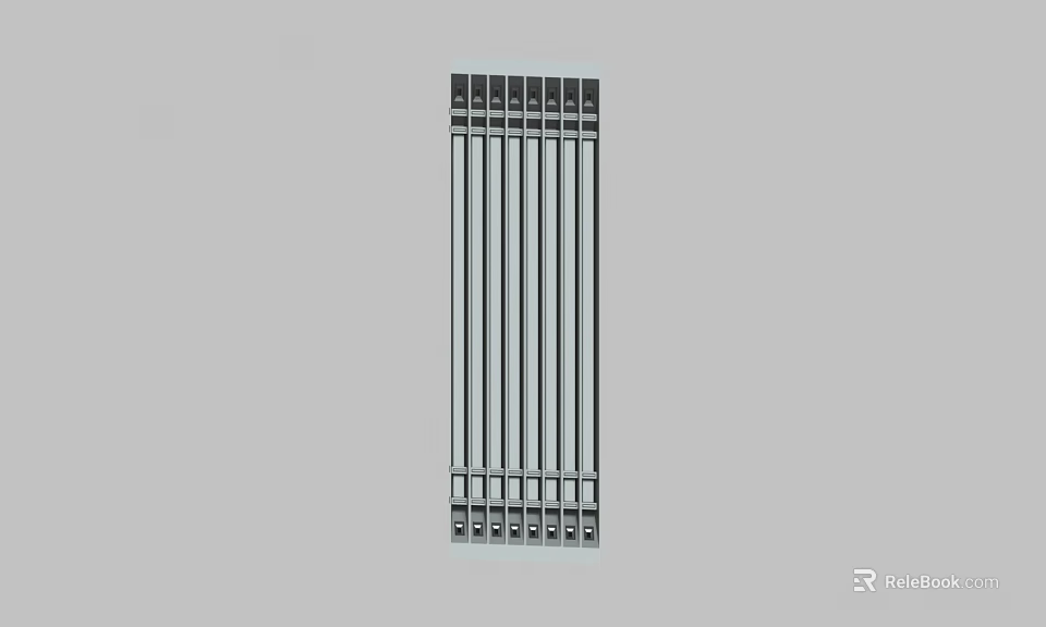 Modern Vertical Metal Grille With Parallel Bars And Frame Design 3d model
