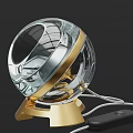 Elegant Modern Decorative Ornament Set with Transparent Glass Sphere Golden Ring and Base