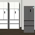 Modern Multi Door Refrigerators and Freezers With Stainless Steel And White Finish In Minimalist Interior