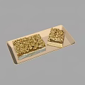 Delicious Layered Dessert with Crunchy Peanut Topping on Beige Tray