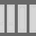 Four White Door Panels With Different Carved Patterns Arranged In Row 3d model