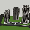 Modern High Rise Residential Buildings With Glass Facades And Green Landscaping