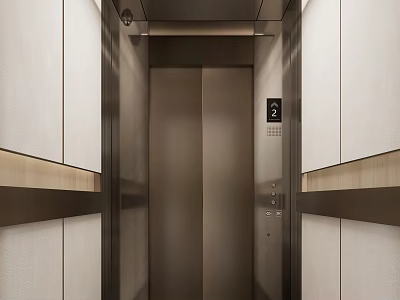 Sleek Modern Elevator Interior With Metal Doors Number Display And Control Panel 3d model