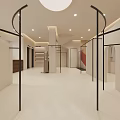 Modern Minimalist Clothing Store Interior Design With Mannequins Clothing Racks And Wooden Counter