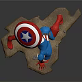 Captain America Figurine In Blue Red White Uniform With Star Shield And Rocky Base