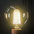 Illuminated Table Lamps With Spiral Bulbs And Metal Wooden Pillars