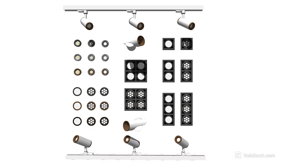 Modern Downlights And Spotlights With Various Designs For Home Interior Lighting 3d model