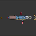 Vibrant Mechanical Weapon With Unique Design Wheels Barrel And Playful Components 3d model