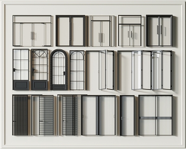 Modern glass door sliding door folding door 3d model