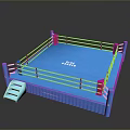Sturdy Blue Boxing Ring Design With Red Ropes And Blue Steps 3d model