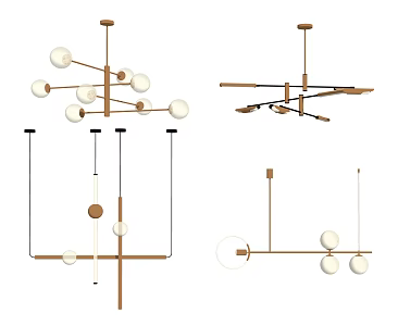 Light Luxury Chandelier Combination 3d model