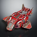 Red Futuristic Cosmic Spaceship With Aerospace Design And Complex Wing Structure 3d model