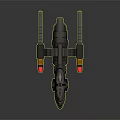 Futuristic Cosmic Spaceship Design With Cockpit Engines Red Lights And Gray Body