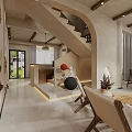 Rustic Guesthouse Interior With Wooden Beams Arched Doorways Cozy Seating And Natural Light
