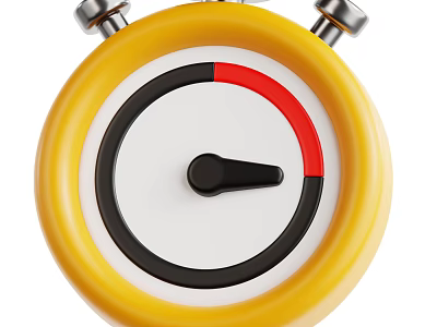 Bright Yellow Stopwatch With Dial Featuring Black Red Sections Black Hand And Silver Buttons 3d model