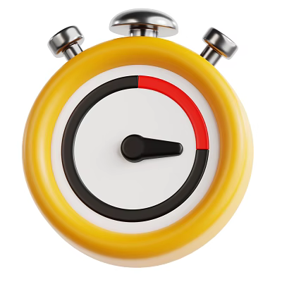 Bright Yellow Stopwatch With Dial Featuring Black Red Sections Black Hand And Silver Buttons 3d model